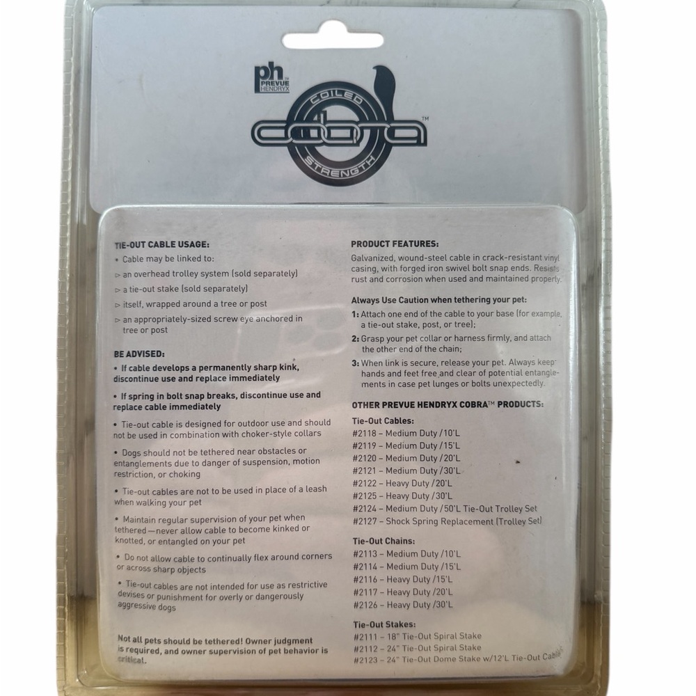 Prevue Pet Products 20’ Tie-Out Cable Heavy Duty #2122 - For Dogs Up to 130 lbs - Picture 2 of 3